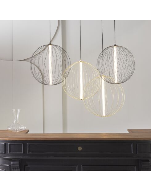 Lustre en métal noir et globe d50 cm atome