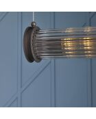 Lustre tube double en métal couleur gris et verre - 120 x 12 x 120 cm