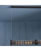 Lustre tube double en métal couleur gris et verre - 120 x 12 x 120 cm
