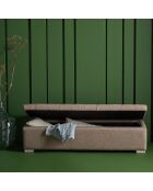 Banc coffre en bois avec revêtement tissu taupe vatican