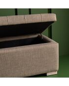 Banc coffre en bois avec revêtement tissu taupe vatican