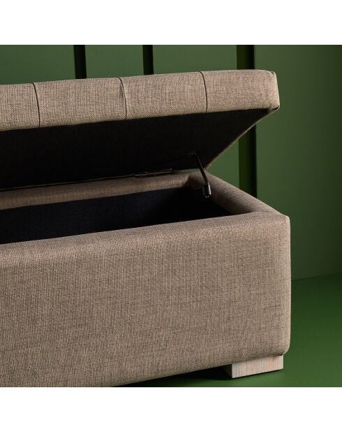 Banc coffre en bois avec revêtement tissu taupe vatican