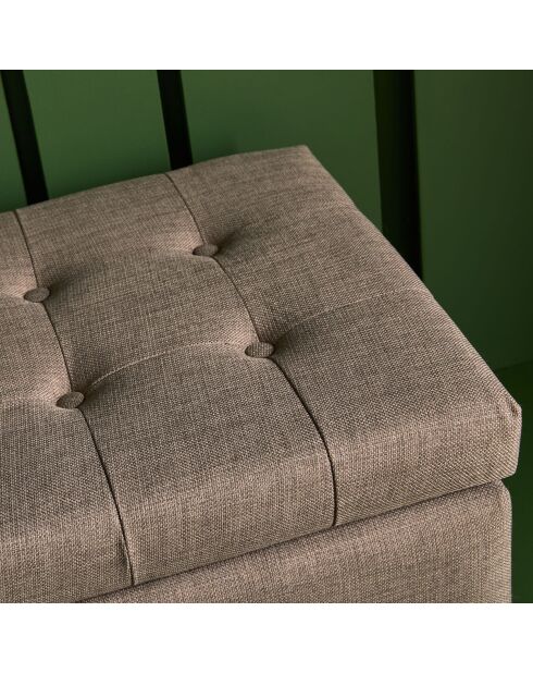 Banc coffre en bois avec revêtement tissu taupe vatican