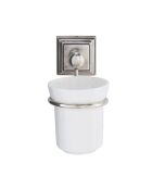 Porte-brosse à dents avec base en laiton et socle en céramique Alpha - 8 x 8 x 15 cm