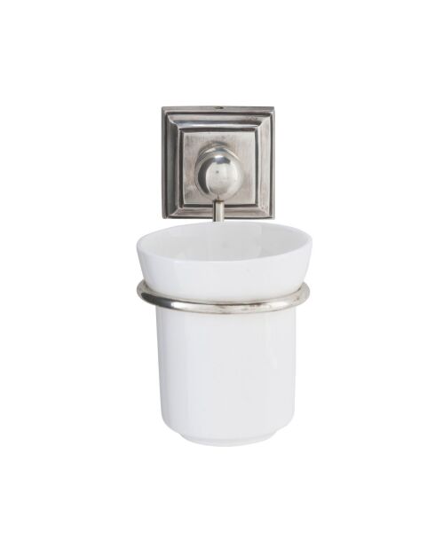 Porte-brosse à dents avec base en laiton et socle en céramique Alpha - 8 x 8 x 15 cm