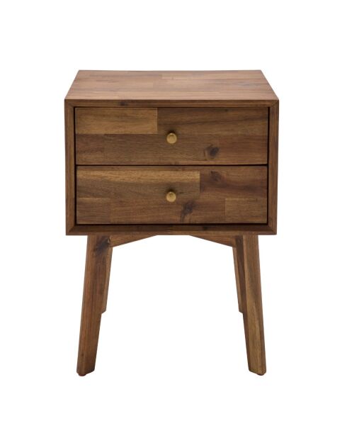 Chevet 2 tiroirs en acacia massif Paul - 45 x 35 x 61 cm