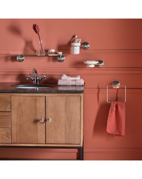 Porte savon mural en métal finition argent vieilli durand