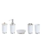 Ensemble d'accessoires de lavabo en métal et porcelaine - 7 x 7 x 20 cm