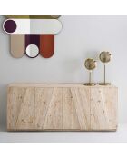 Buffet en pin massif cérusé orné d'une barre en laiton victor