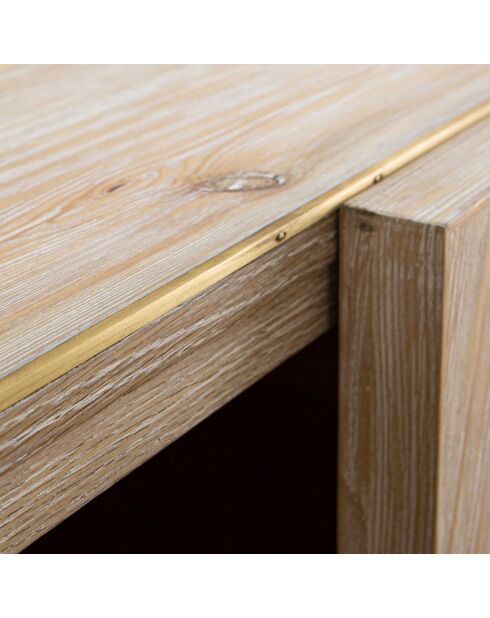 Buffet en pin massif cérusé orné d'une barre en laiton victor