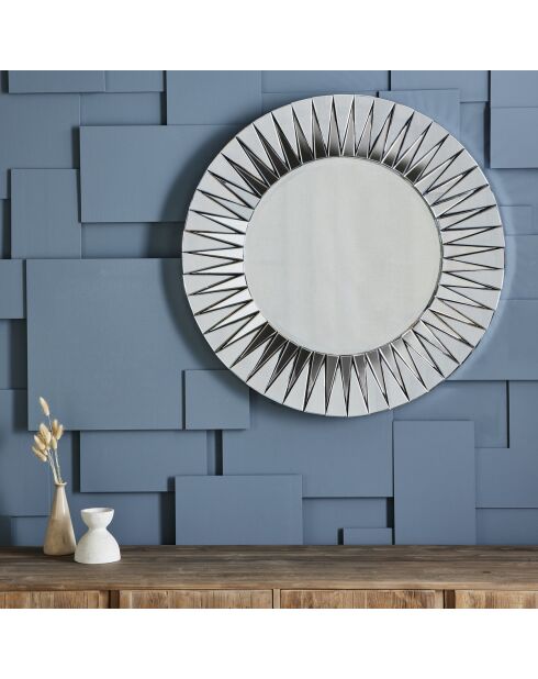 Miroir rond avec cadre en relief Anémone - 100 x 5 x 100 cm