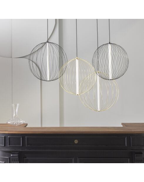 Lustre en métal noir et globe D60 cm Atome - 60 x 60 x 190 cm