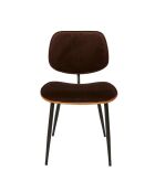 Lot de 2 chaises en velours marron piètement en métal Olympia - 46 x 45 x 77 cm