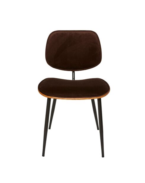 Lot de 2 chaises en velours marron piètement en métal Olympia - 46 x 45 x 77 cm