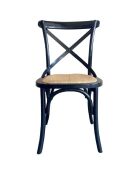 Lot de 2 chaises noires assise rotin Bistrot - 61 x 51 x 89 cm