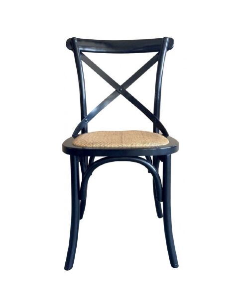 Lot de 2 chaises noires assise rotin Bistrot - 61 x 51 x 89 cm