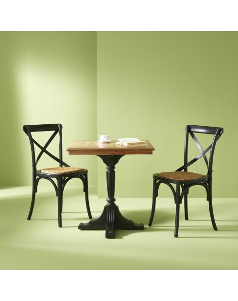 Lot de 2 chaises noires assise rotin Bistrot - 61 x 51 x 89 cm