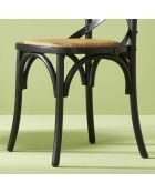 Lot de 2 chaises noires assise rotin Bistrot - 61 x 51 x 89 cm