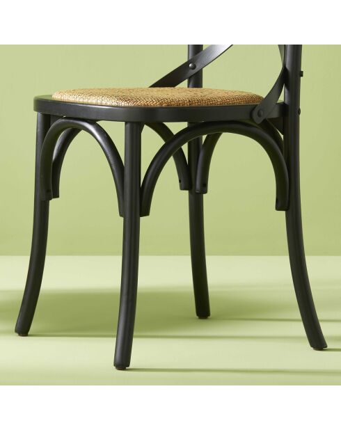 Lot de 2 chaises noires assise rotin Bistrot - 61 x 51 x 89 cm
