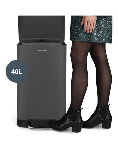 Poubelle à pédale grise - 40L