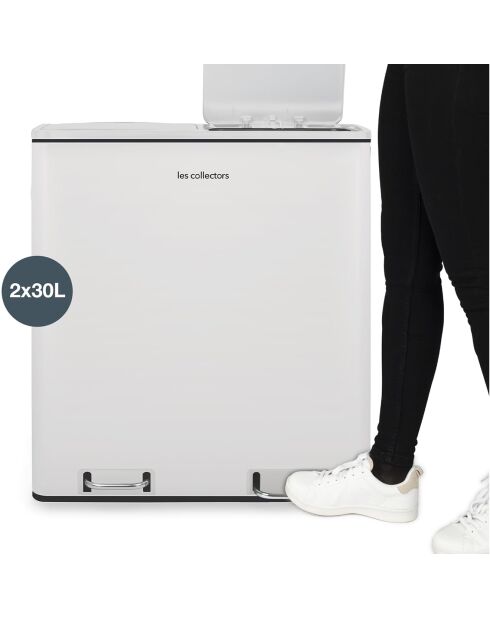 Poubelle de tri blanche - 2x30L