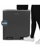 Poubelle de tri gris foncé - 2x30L
