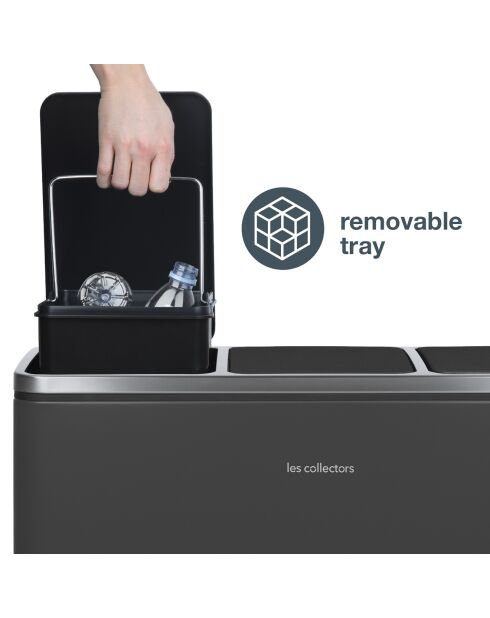 Poubelle de tri gris foncé - 3x18L