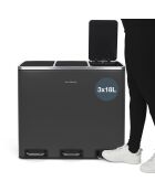 Poubelle de tri gris foncé - 3x18L