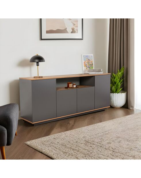 Buffet Arista anthracite/pin atlantique - 180x75x44.5 cm