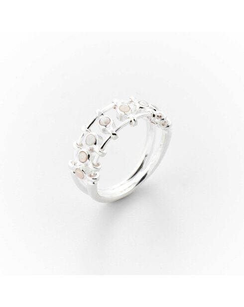 Bague en Argent Elo Perles blanches