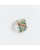 Bague en Argent et Laiton Venise zircons multicolores