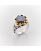 Bague en Argent et Laiton Birdy Labradorite grise
