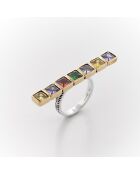 Bague en Argent et Laiton Filipa Zircons multicolores