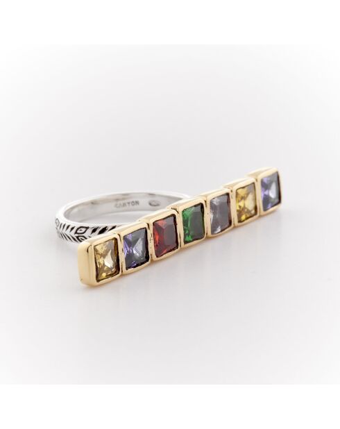 Bague en Argent et Laiton Filipa Zircons multicolores