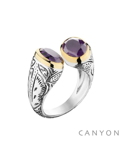 Bague en Argent et Laiton Hari Améthyste Violette