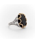 Bague en Argent et Laiton Namaste Onyx Noir