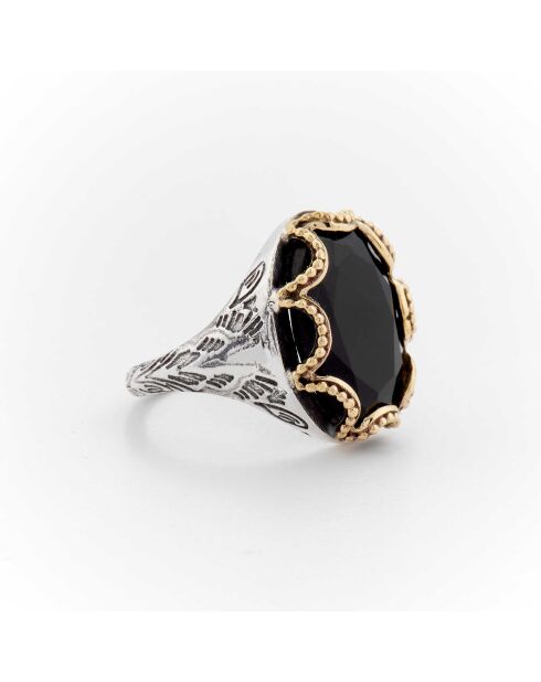 Bague en Argent et Laiton Namaste Onyx Noir