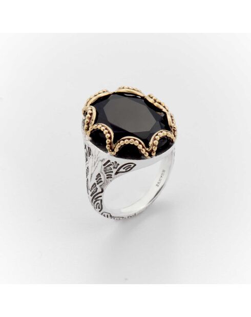 Bague en Argent et Laiton Namaste Onyx Noir