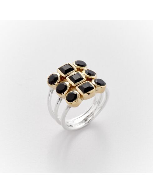 Bague en Argent et Laiton Venise Onyx Noir