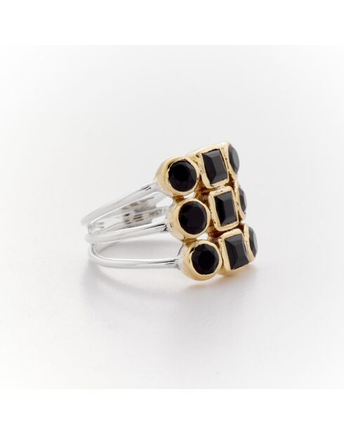 Bague en Argent et Laiton Venise Onyx Noir