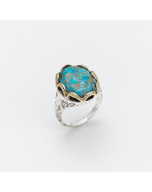 Bague en Argent et Laiton Namaste Turquoise Copper