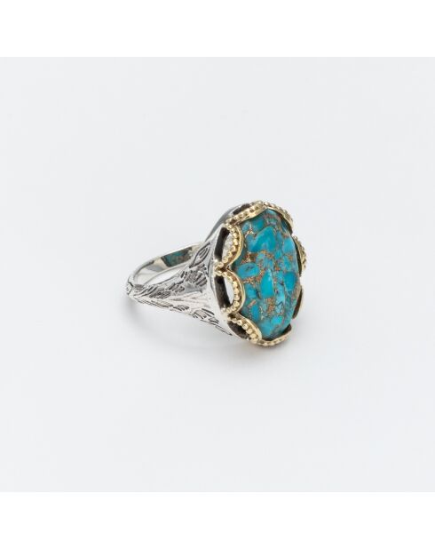 Bague en Argent et Laiton Namaste Turquoise Copper