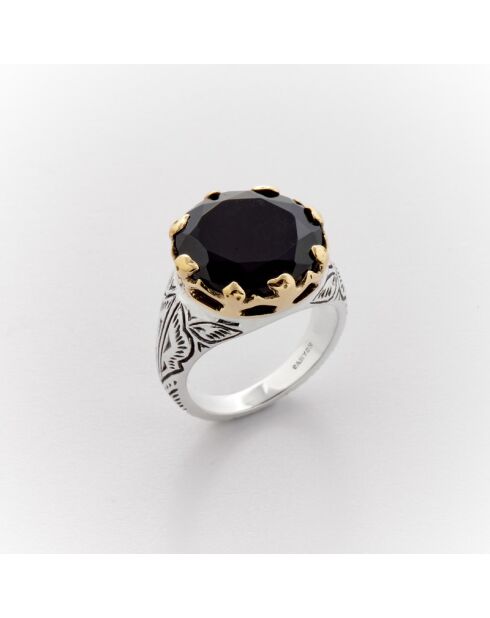 Bague en Argent et Laiton Birdy Onyx Noir