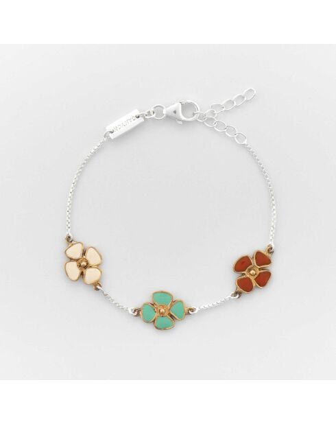 Bracciale a fiori in argento e ottone