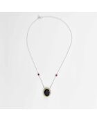 Collier Argent et Laiton Thaly Onyx Noir et Oxyde de Zirconium
