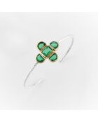 Bracciale in argento e ottone, paralume in vetro colorato verde