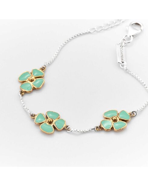 Bracciale a fiori in argento e ottone