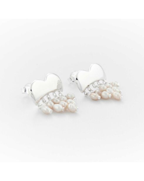 Boucles d'Oreilles Argent Purday Perle Blanche Synthétique