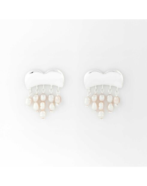 Boucles d'Oreilles Argent Purday Perle Blanche Synthétique