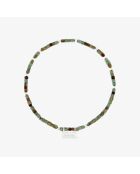 Bracelet Argent Elastique Multi-rangs Green Turquoise Reconstituée